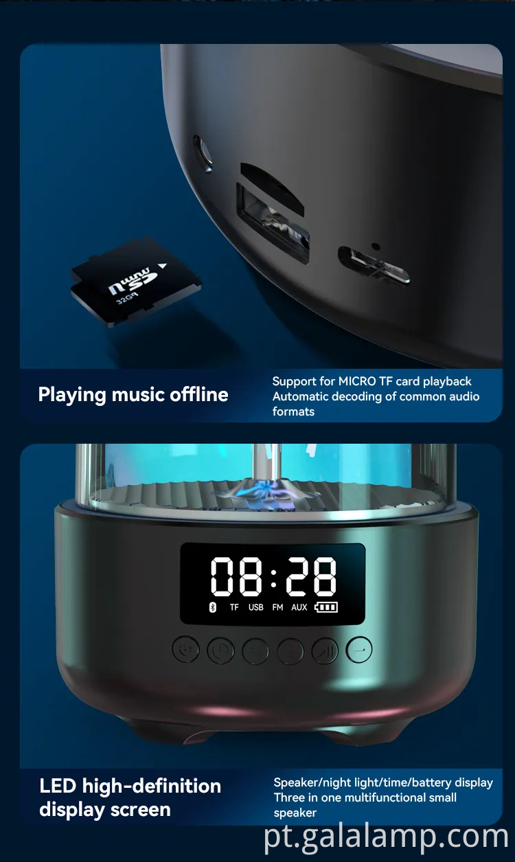 Alto -falante Bluetooth Intelligent Wireless, luz respiratória colorida, portátil inteligente